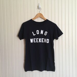 J. Crew women's navy blue "Long Weekend" print t-shirt size S EUC